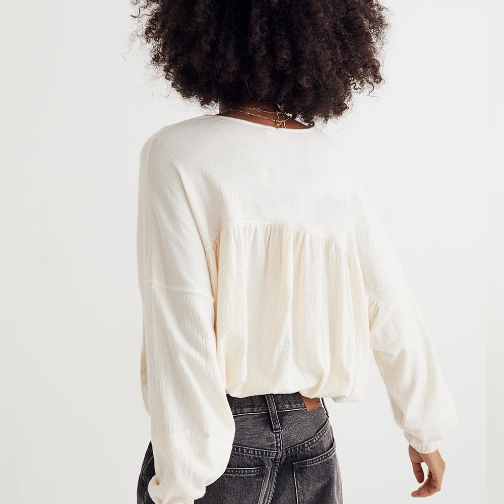 Madewell NG553 Knit Lightspun Ruched Long-Sleeve Top, XXS - Picture 3 of 5